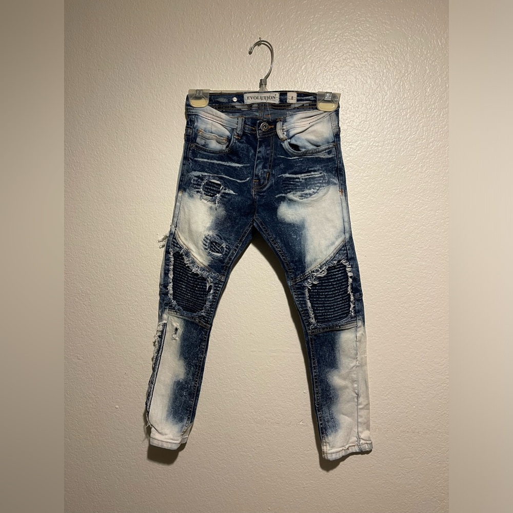 Revolution Dark Blue Distressed Skinny Jeans